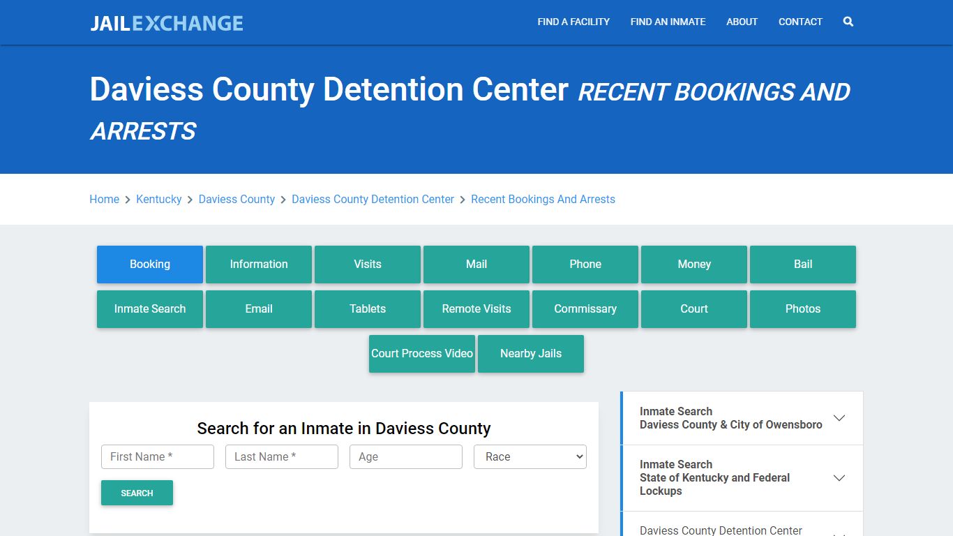 Daviess County Detention Center Recent Bookings And Arrests - Jail Exchange