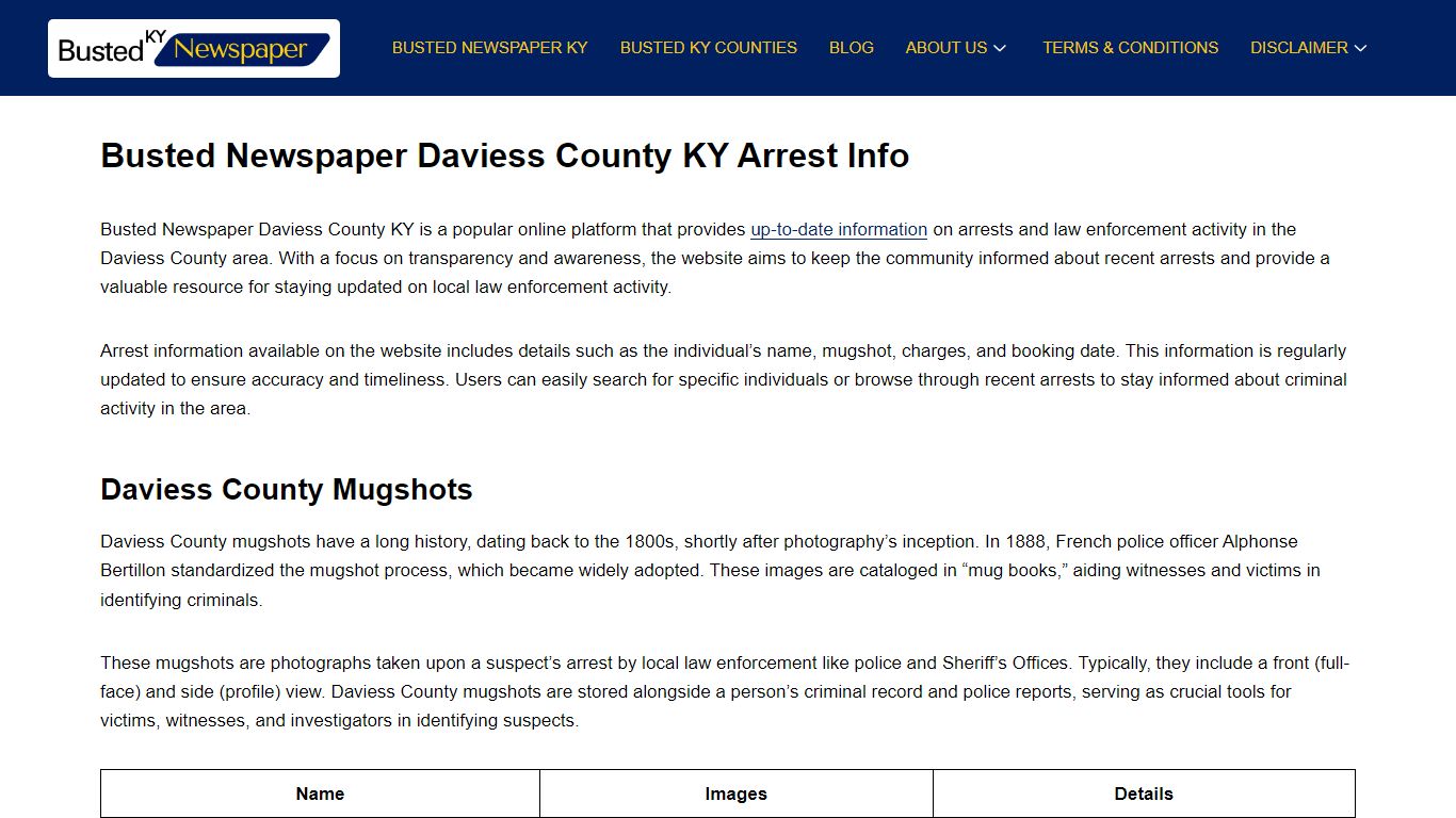 Busted Newspaper Daviess County KY Arrest Info